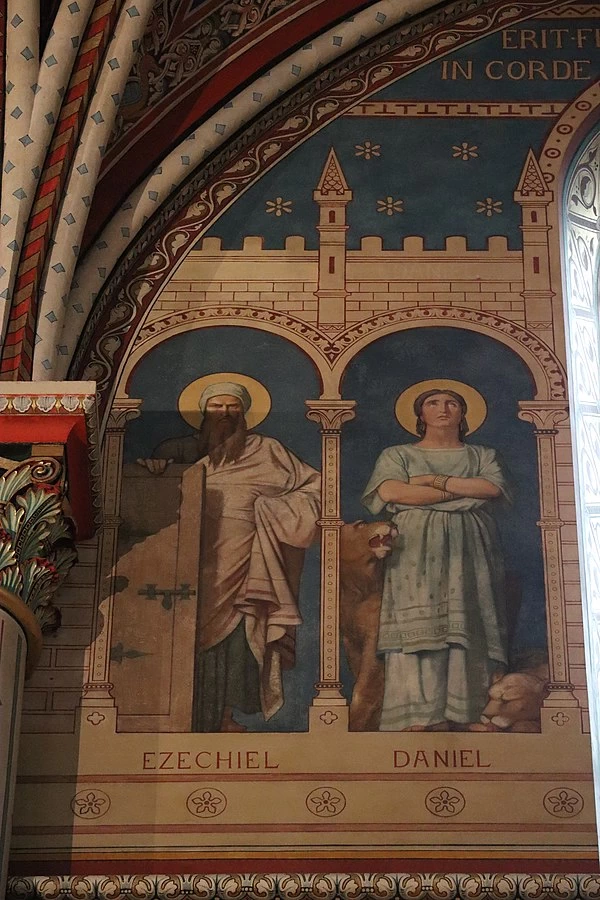 Hippolyte Flandrin - Murales dell'Abbazia di Saint, Germain, des, Prés, Ezechiele e Daniele